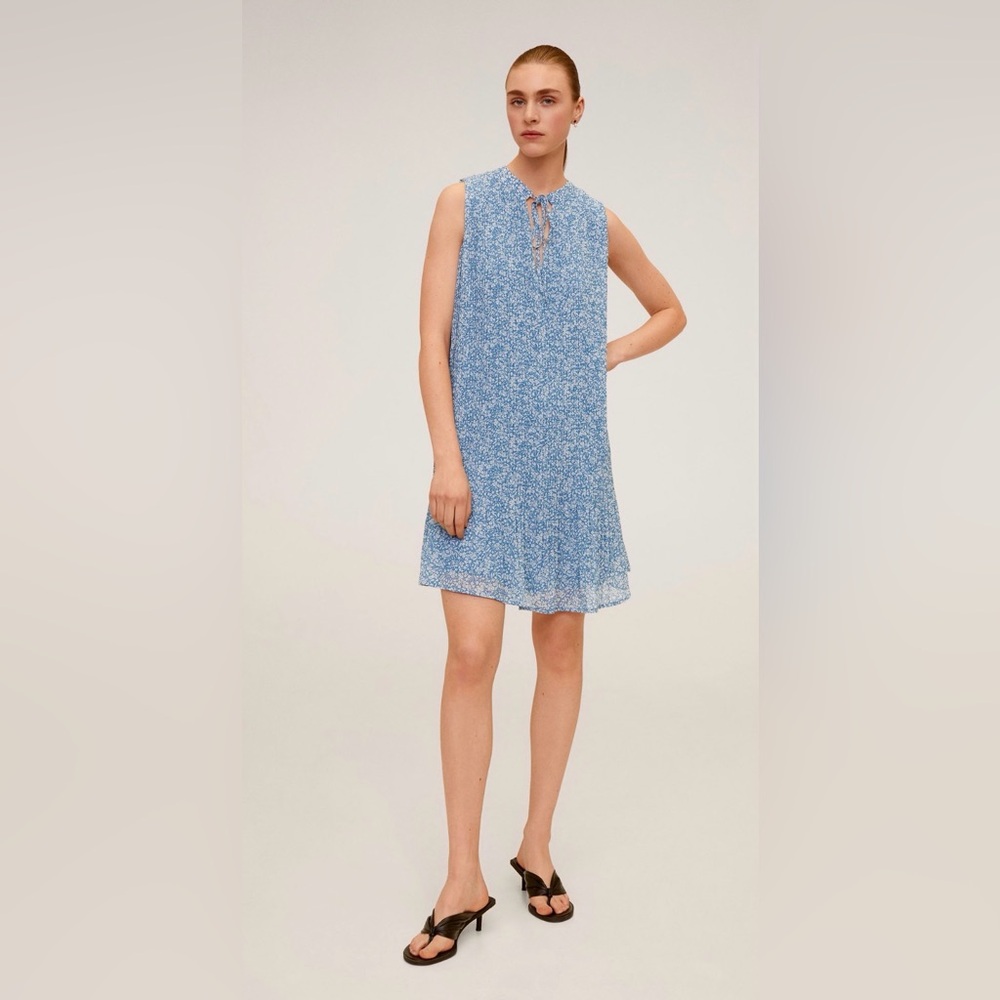 Mango Blue Patterned Mini Dress - image 1